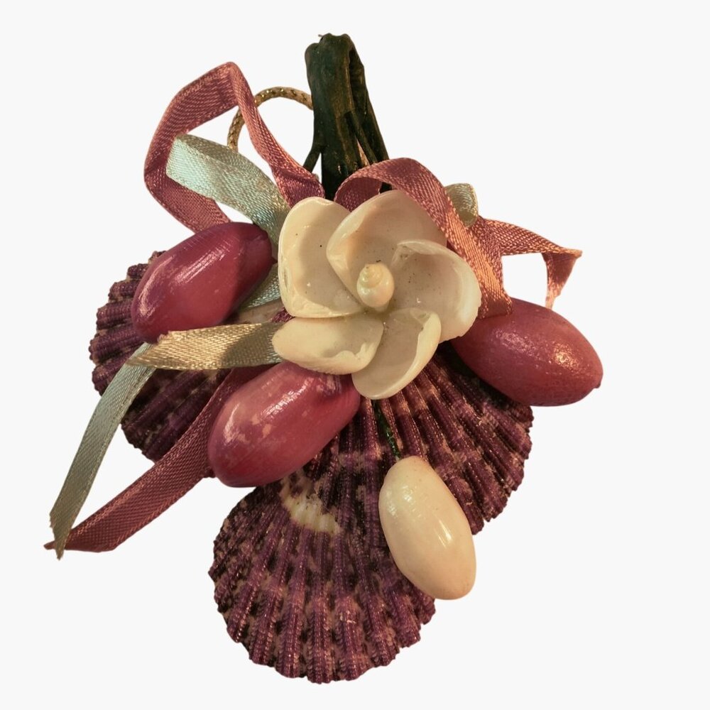 Decorative Seashell Floral Ornament Pink Cream Shells Coastal Tropical